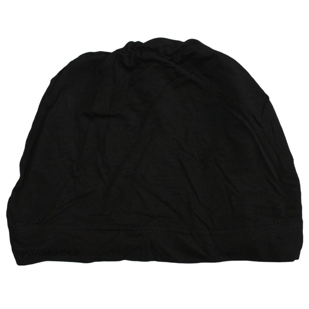 black ruched back hijab cap