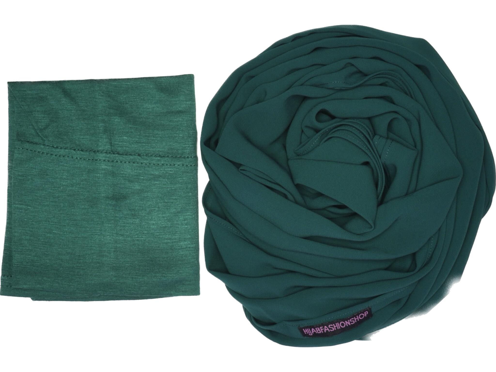 Dark green matching hijab and undercap