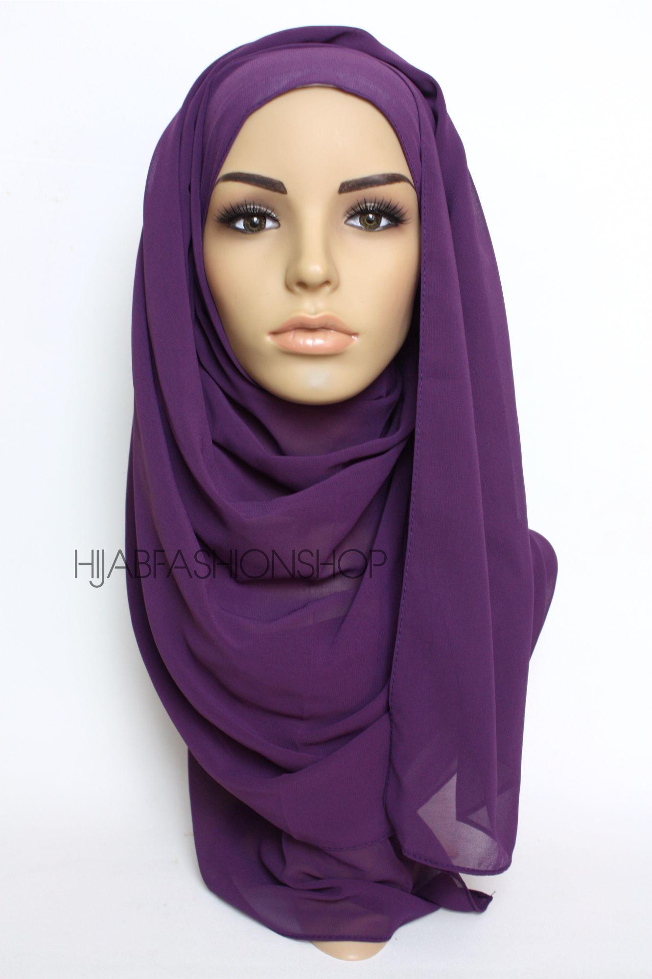 plum crepe chiffon hijab