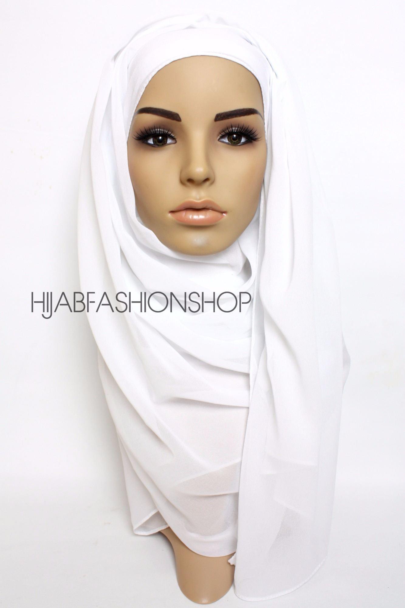 white crepe chiffon hijab