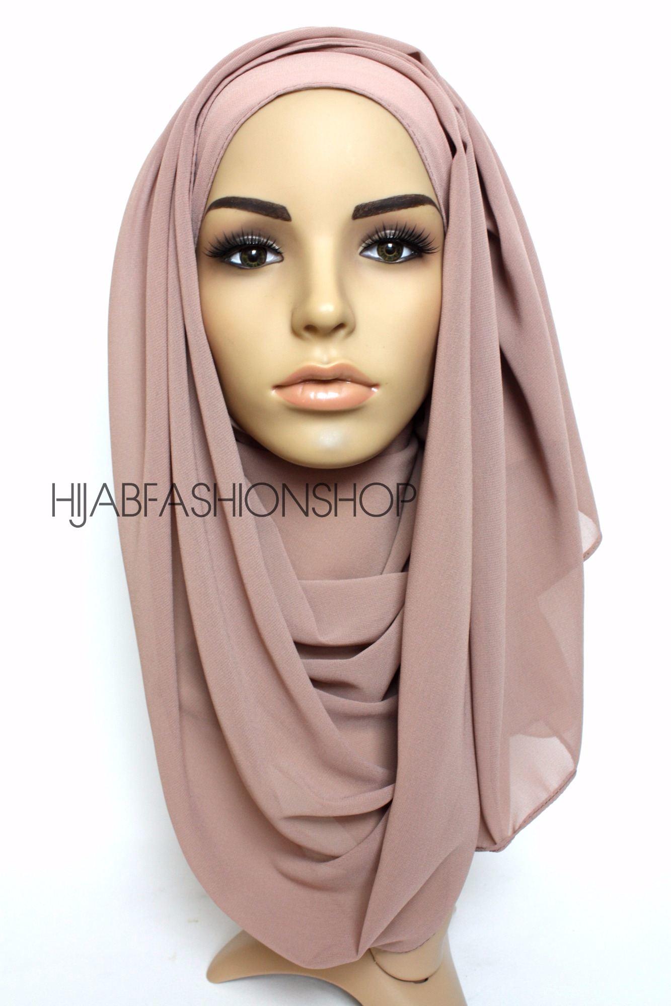 nude rose crepe chiffon hijab