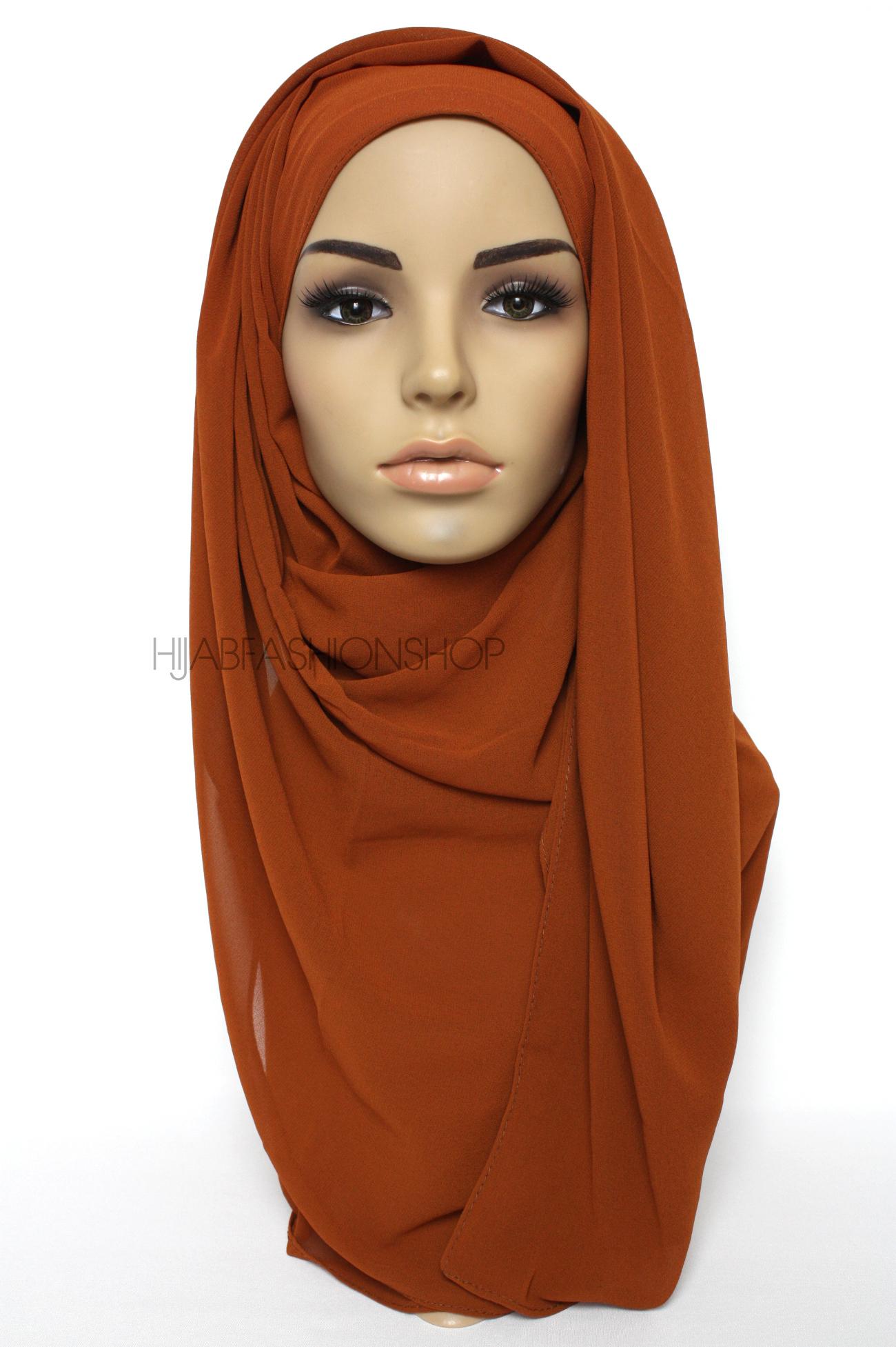terracotta plain chiffon hijab