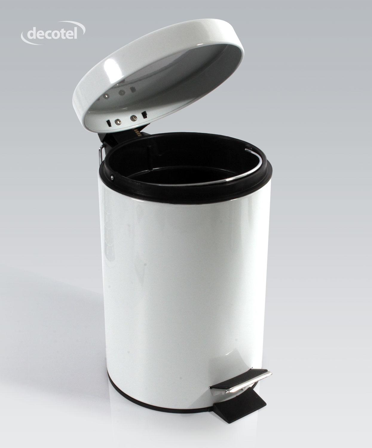 Gloss white 3 litre bathroom pedal bin