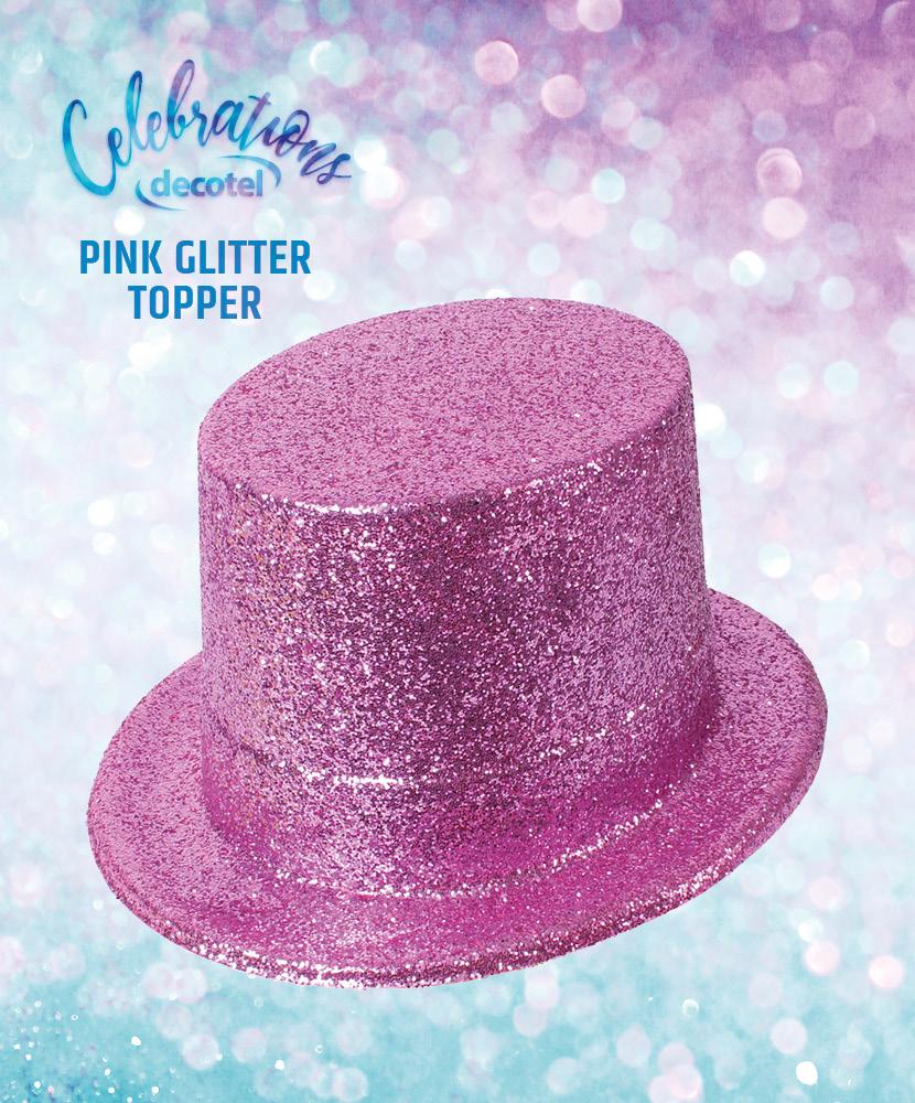 Pink glitter top hat