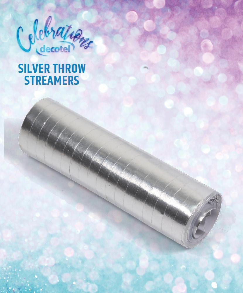 silver throw streamers roll