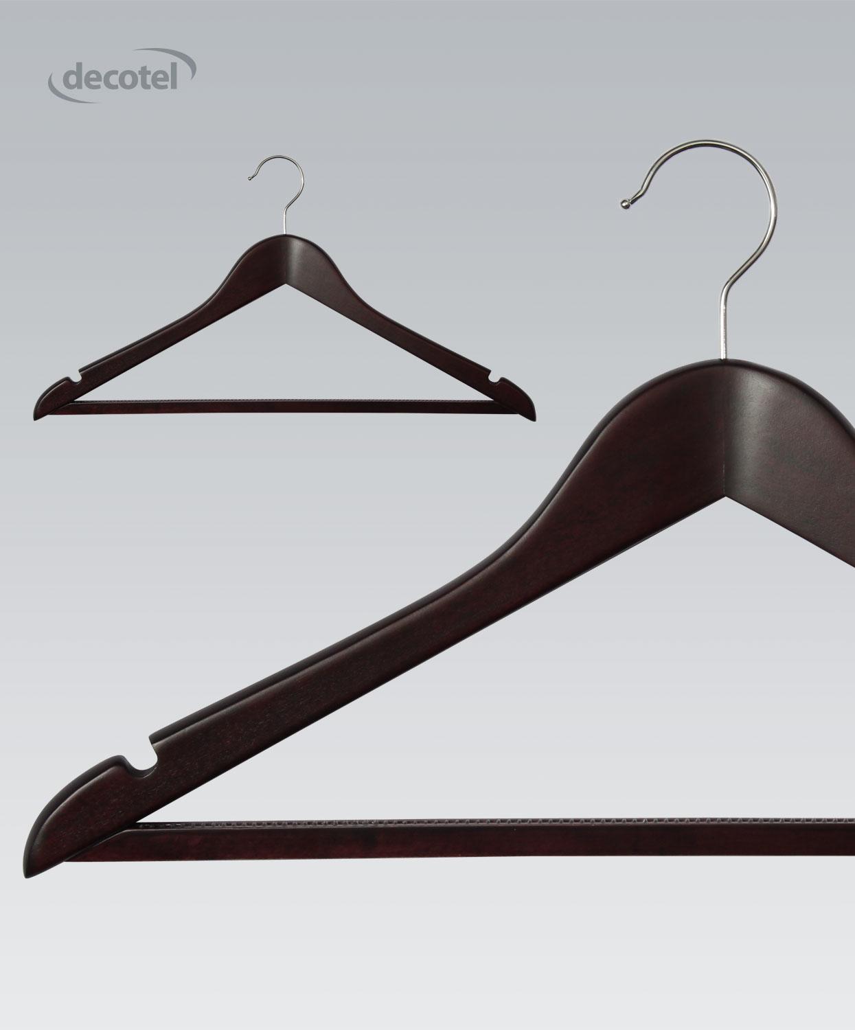 Dark Maple Hanger with Non-slip Trouser Bar