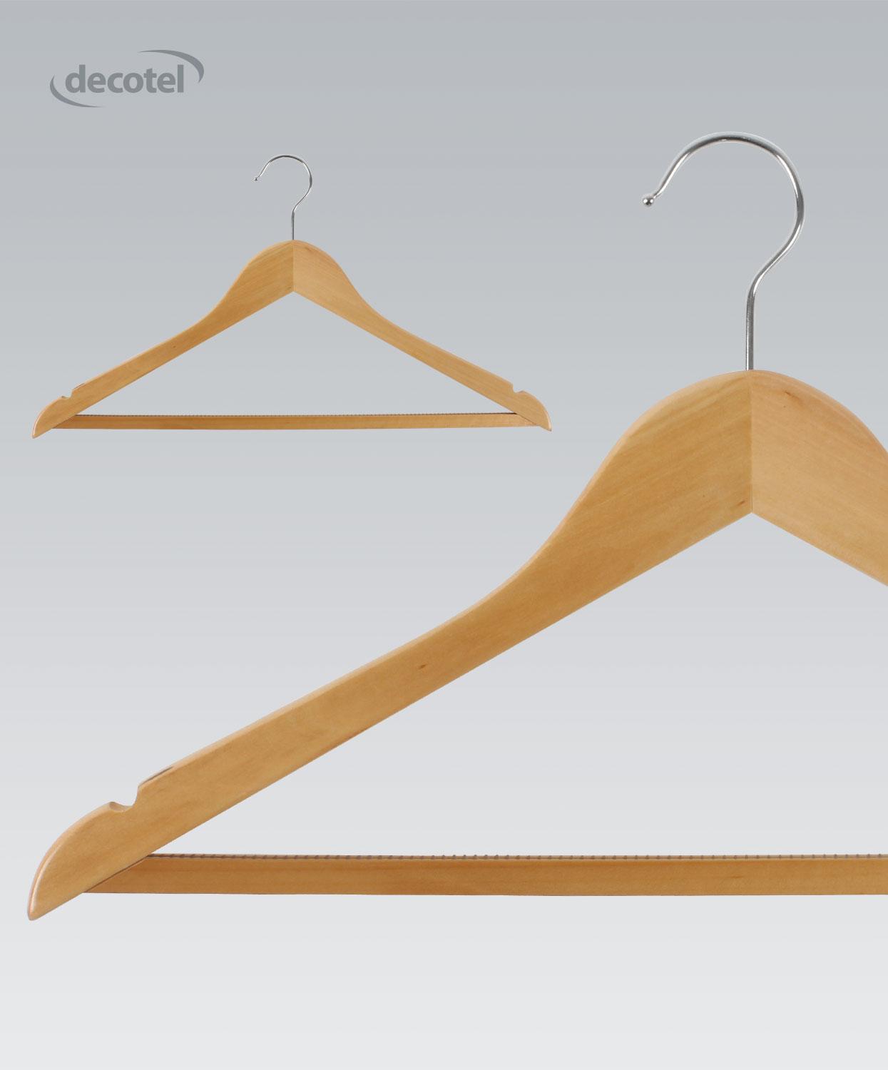 Light Maple Hanger with Non-slip Trouser Bar