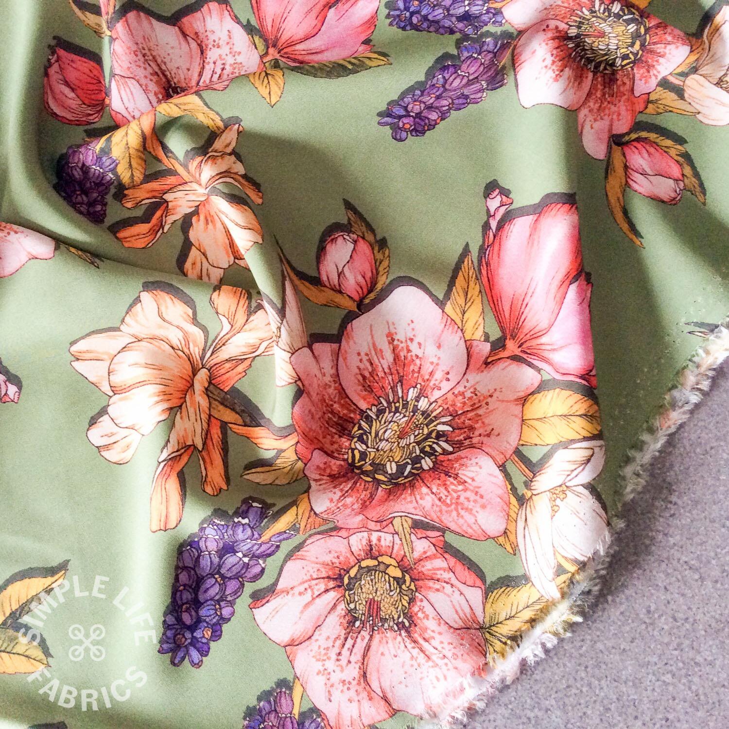Lush floral dressmaking fabric