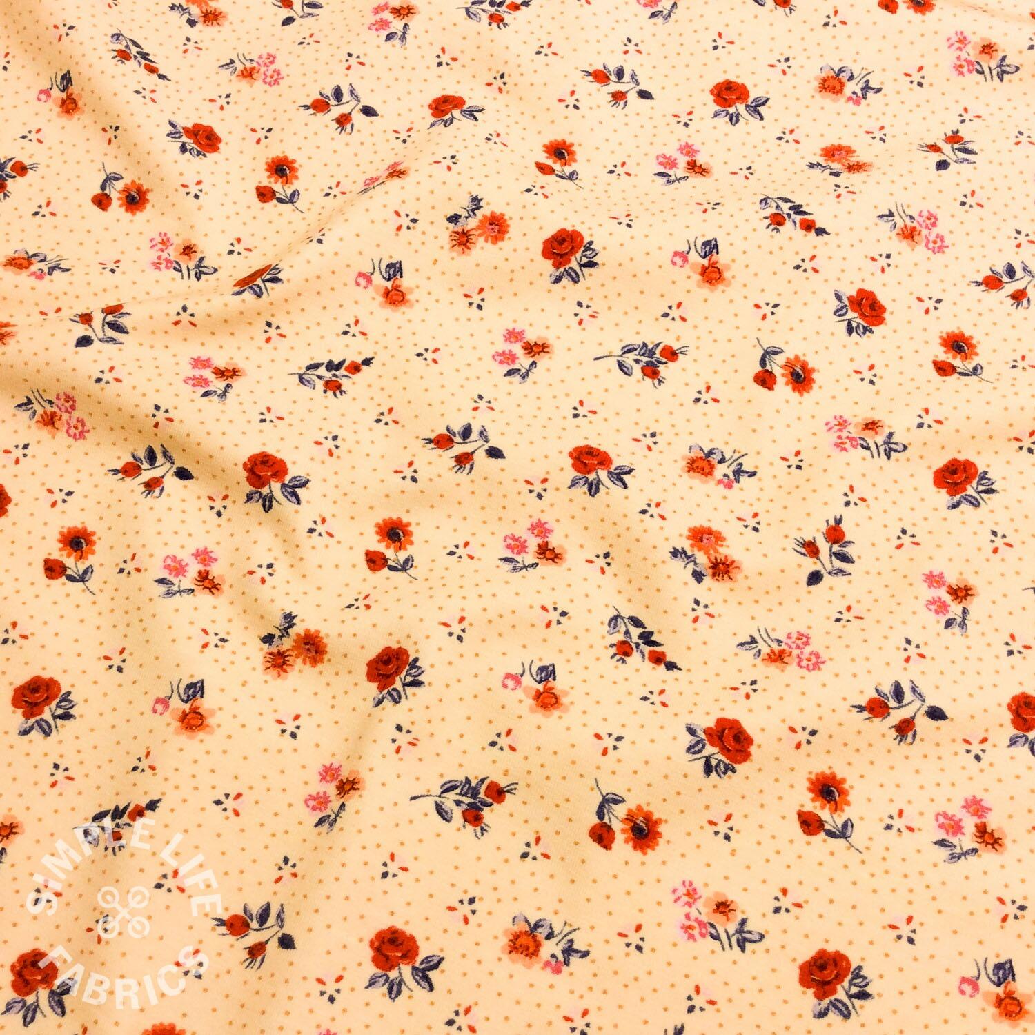 Vintage roses designer jersey floral fabric