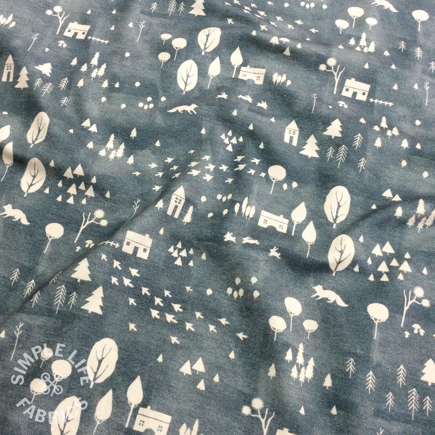 Forest house jersey fabric