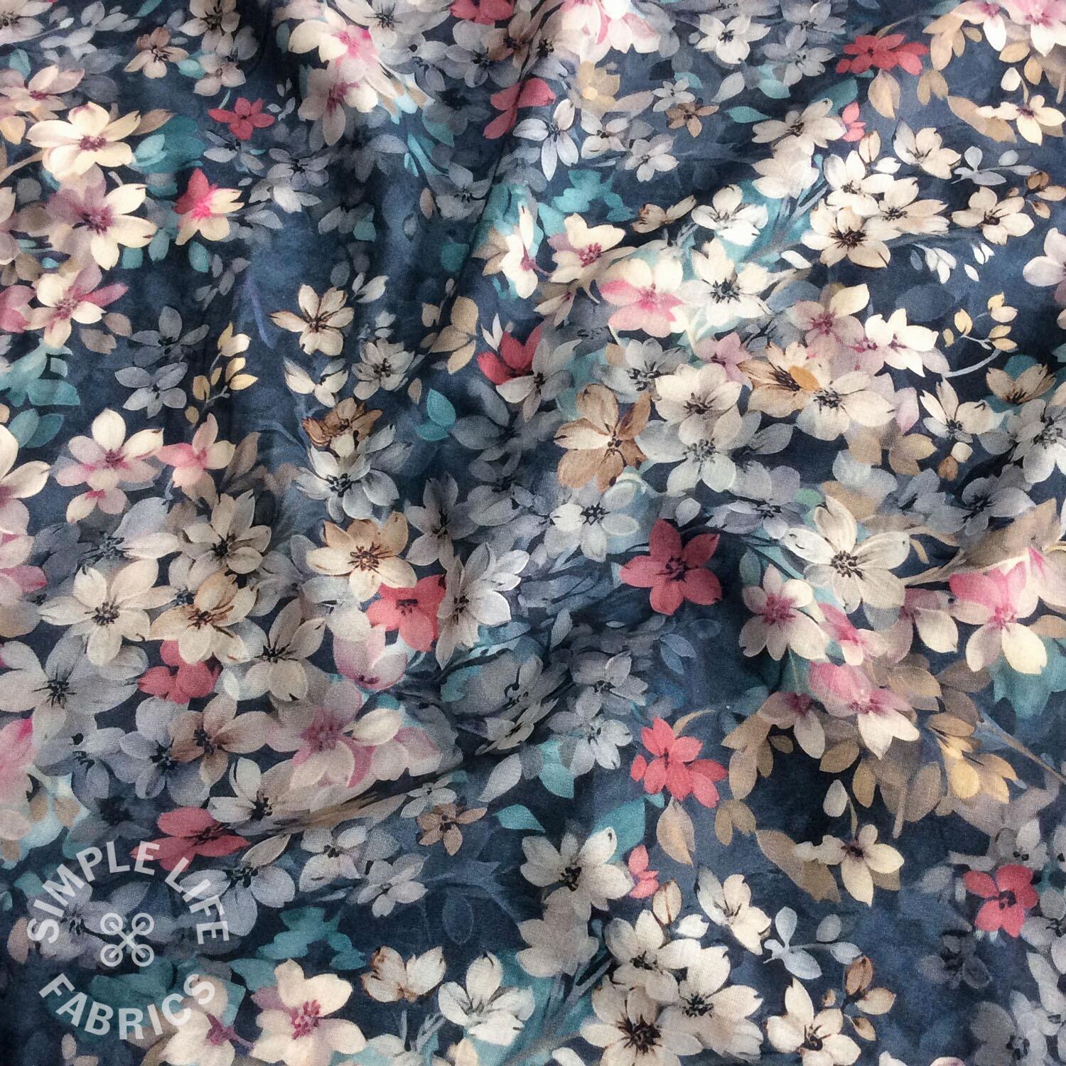 Cotton lawn ditsy floral fabric