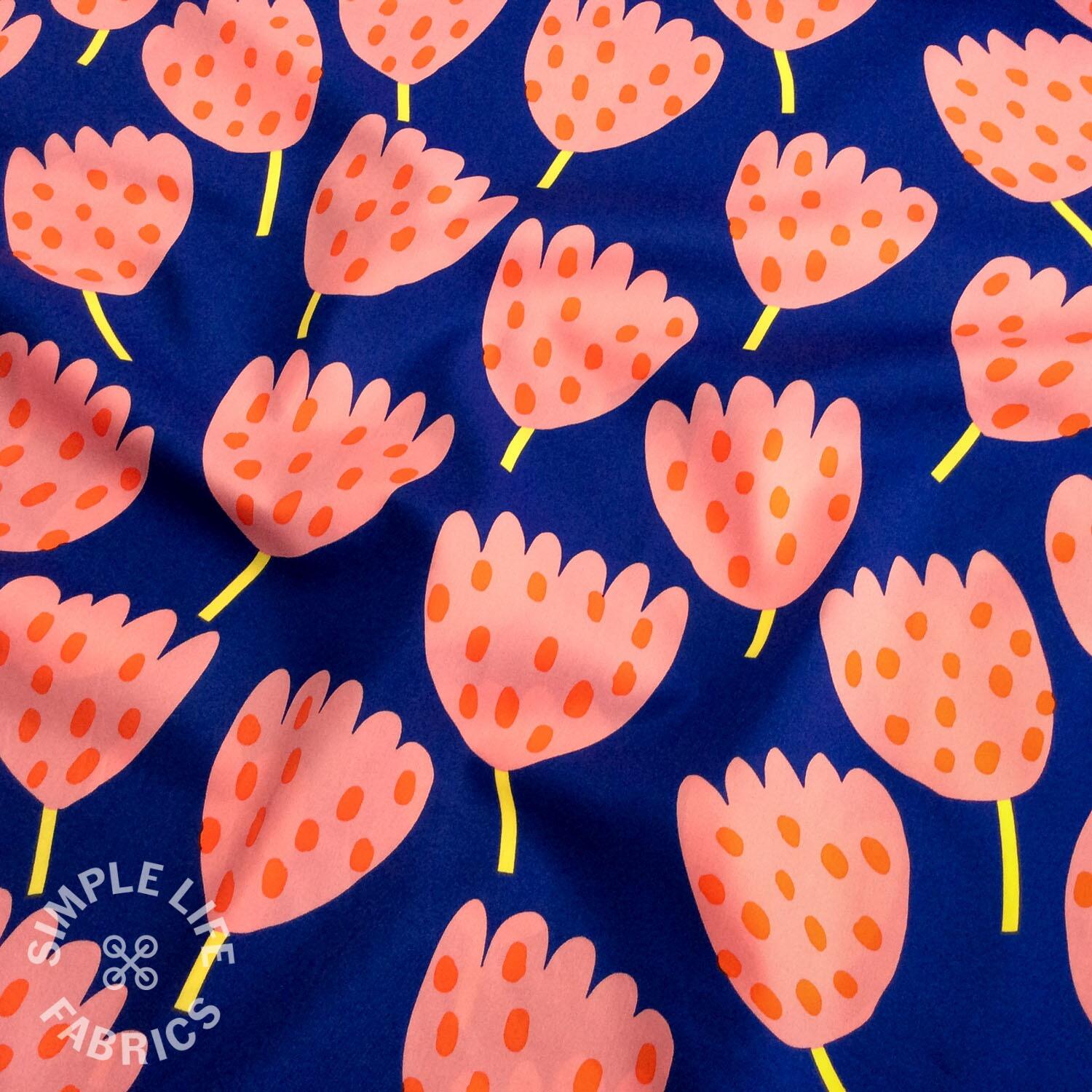 Tulips nerida hansen fabric cobalt
