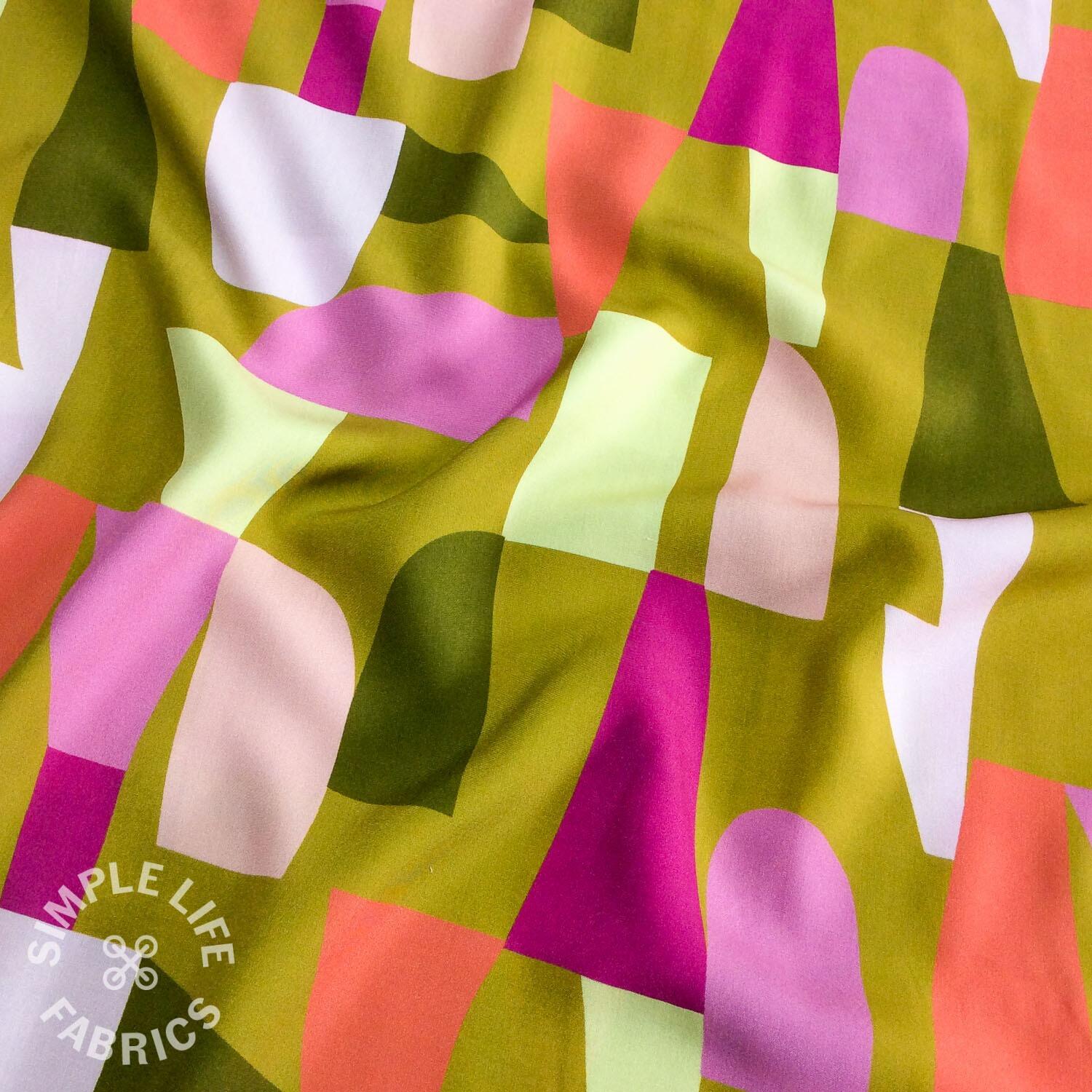 Shape Shifter ecovero viscose green dress fabric
