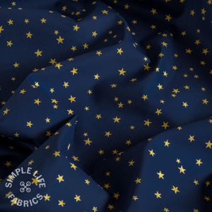 Blue Christmas fabric with little gold stars