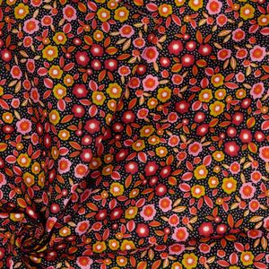 Floral burst coated cotton fabric