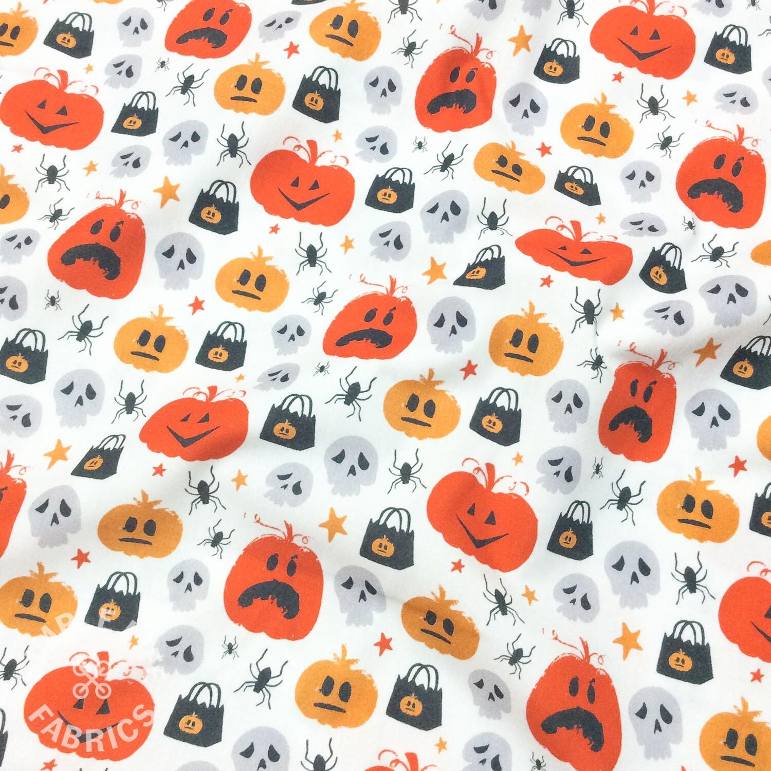 cute scary pumpkins skulls halloween cotton fabric