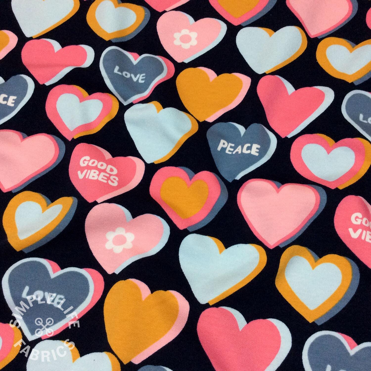 Hearts French Terry fabric