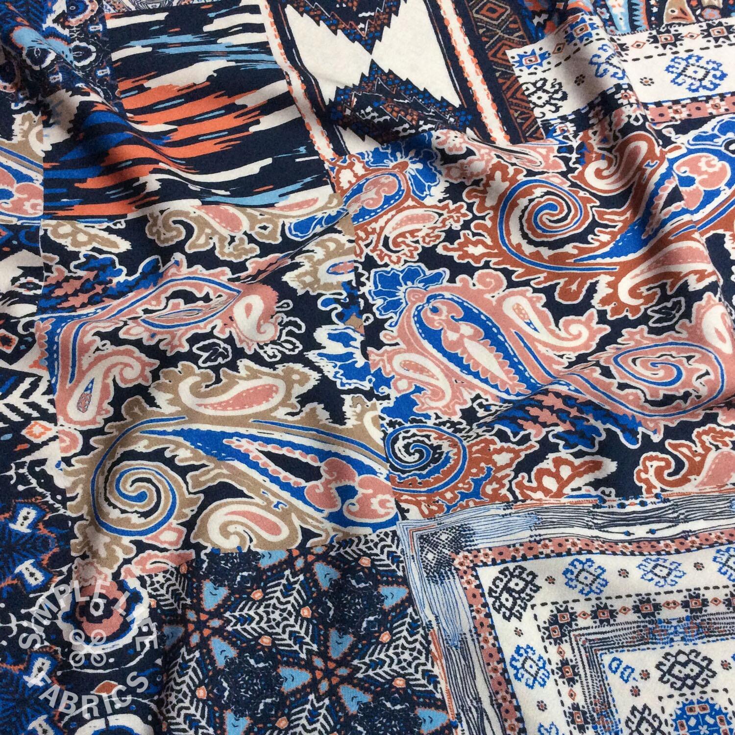 Mosaic patchwork tiles viscose dress fabric