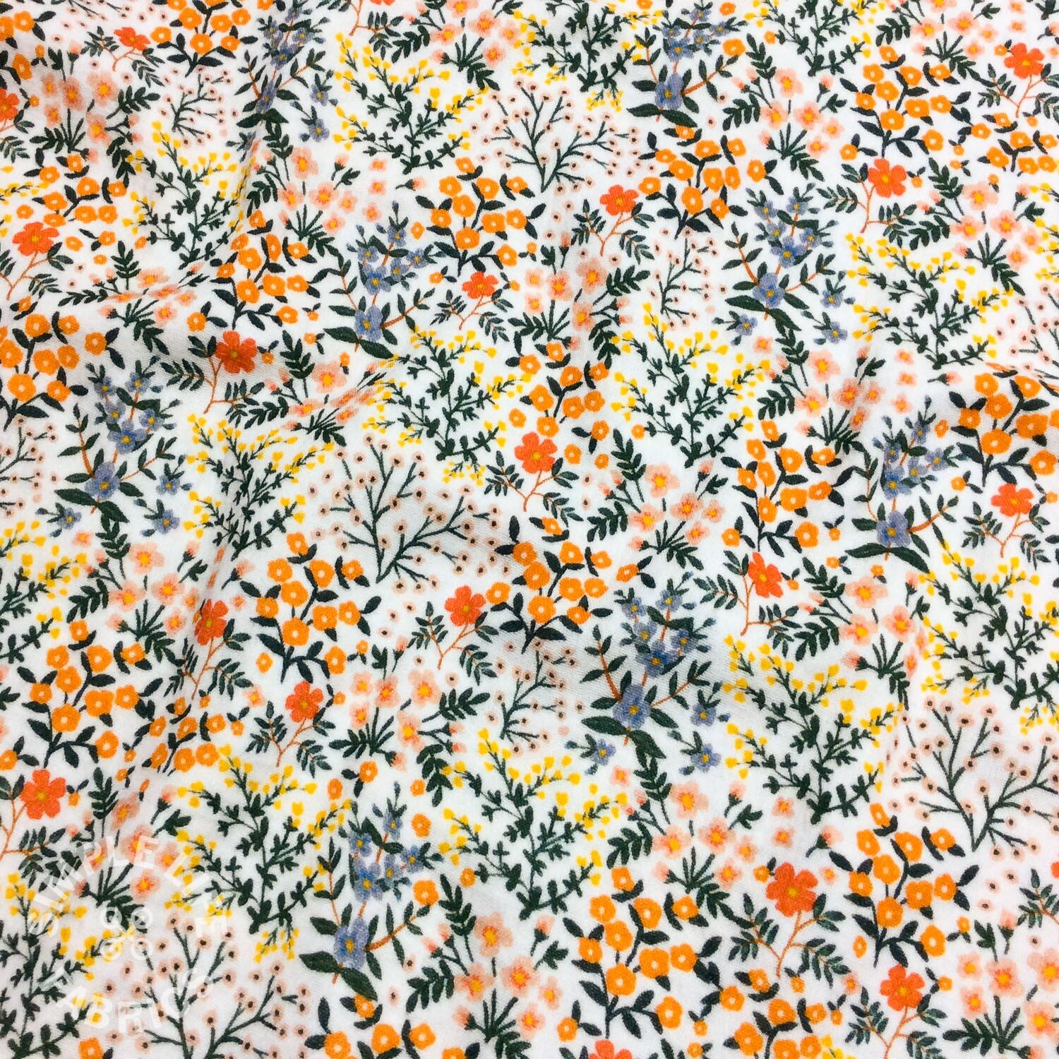 Ditsy floral double gauze fabric cream