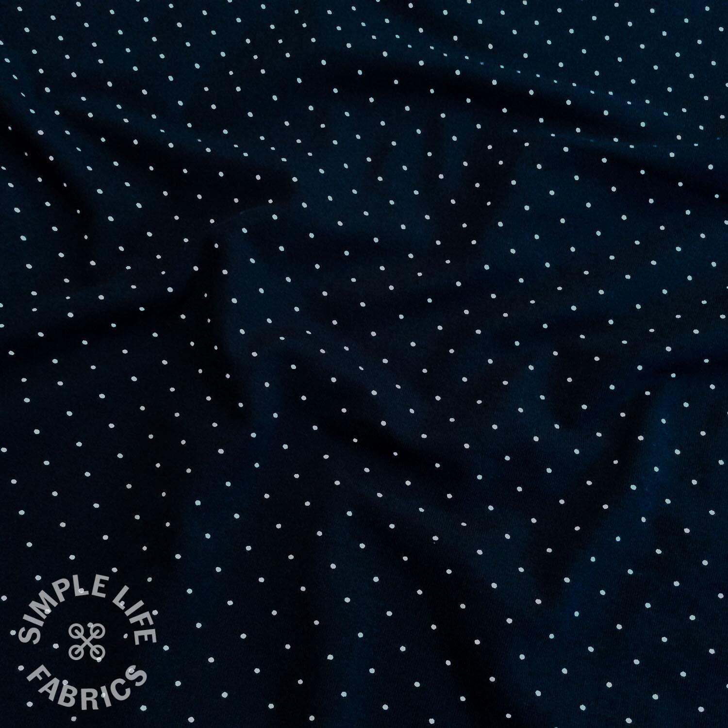 Polka dots navy jersey fabric