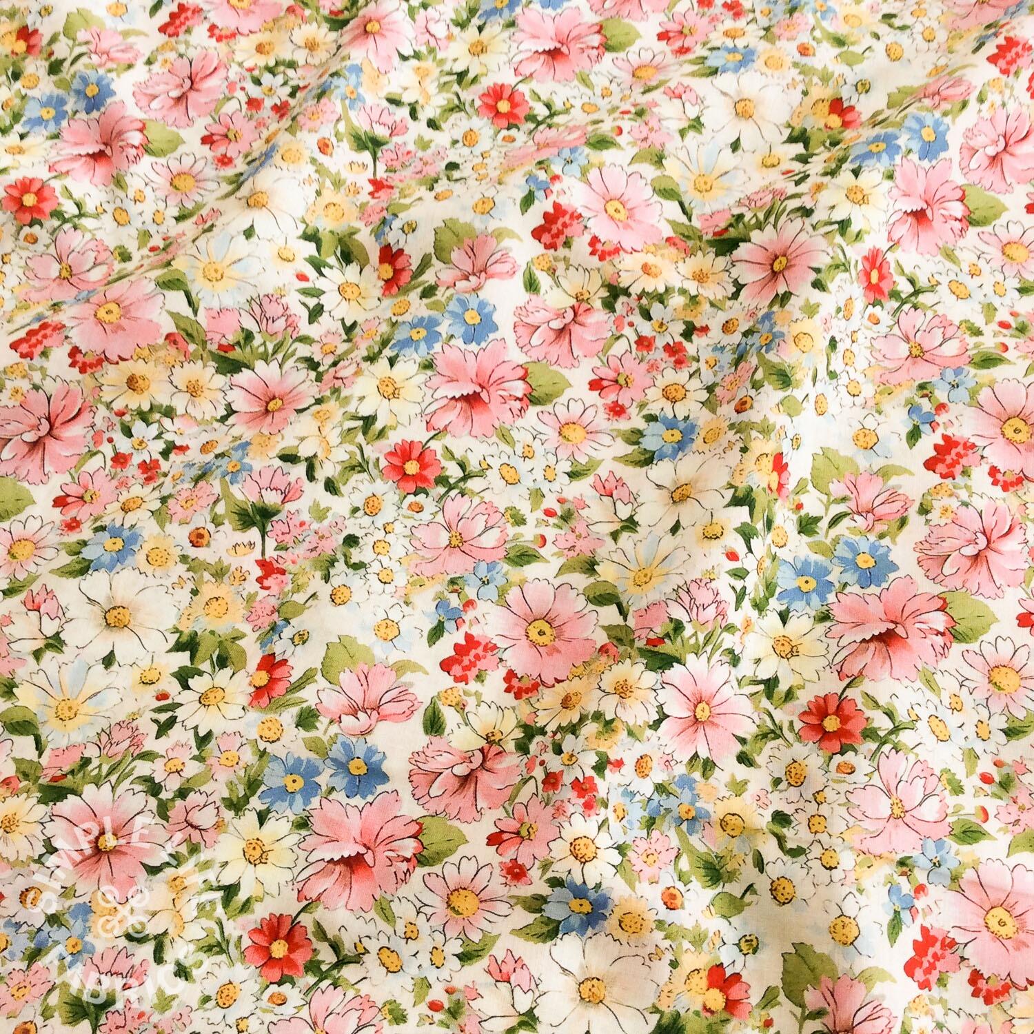 Vintage floral cotton lawn dress fabric