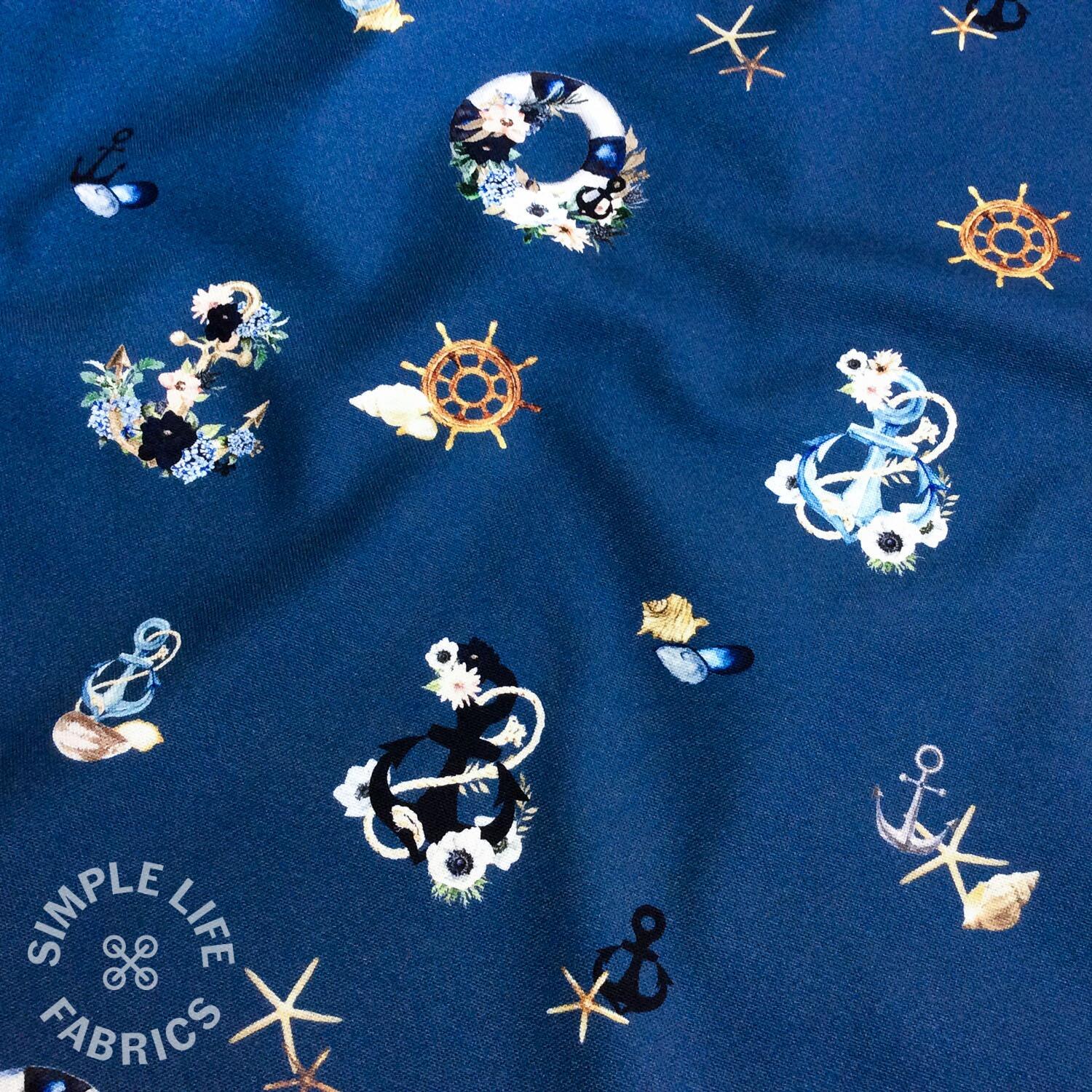 Floral nautical canvas fabric