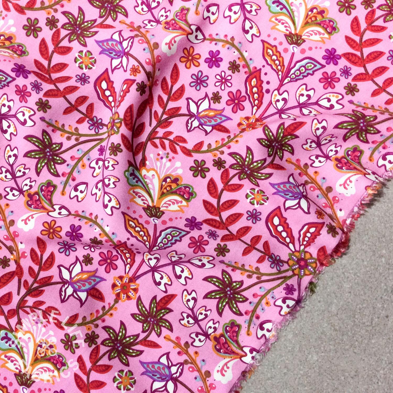 Indienne floral print trailing viscose fabric