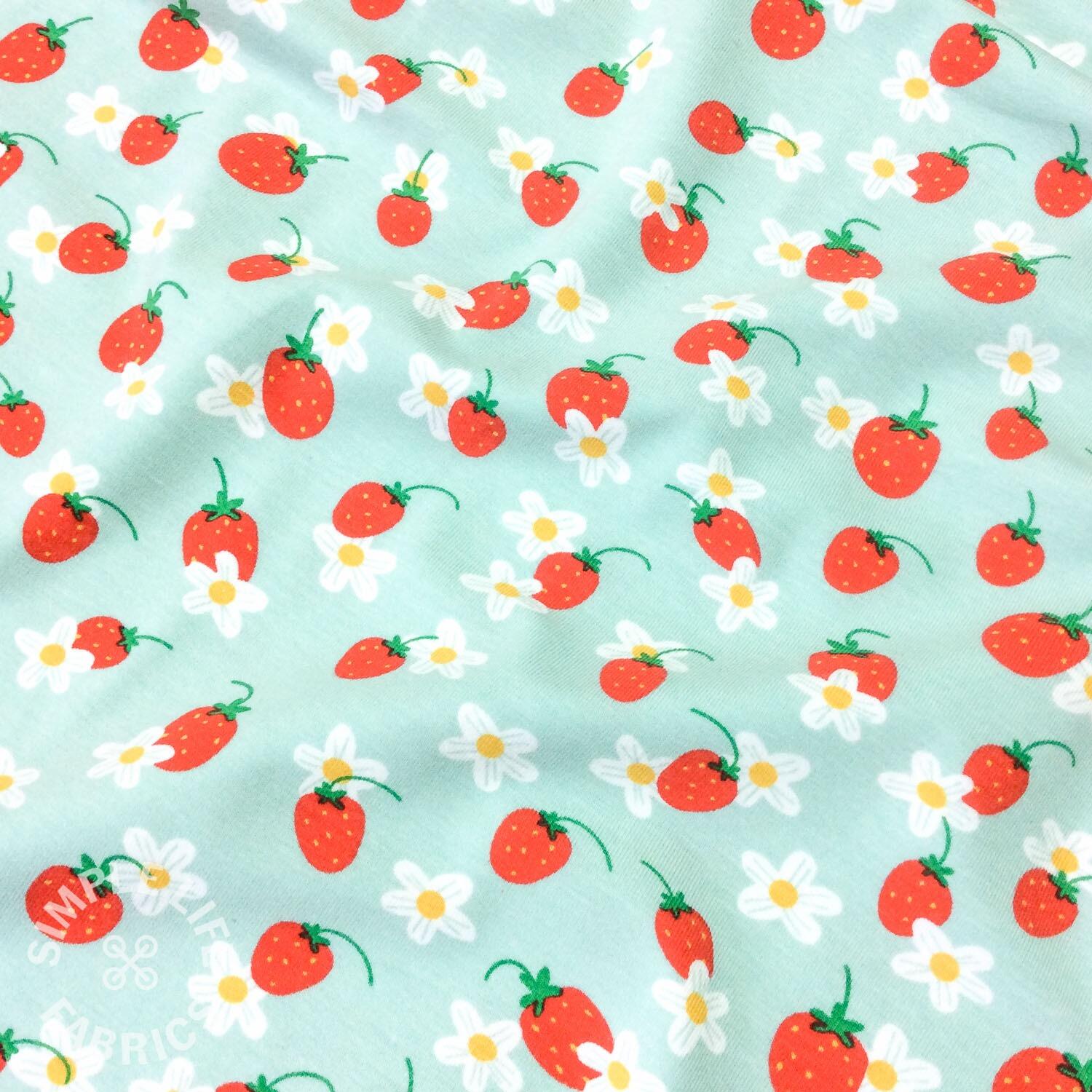 Strawberries fruit jersey fabric