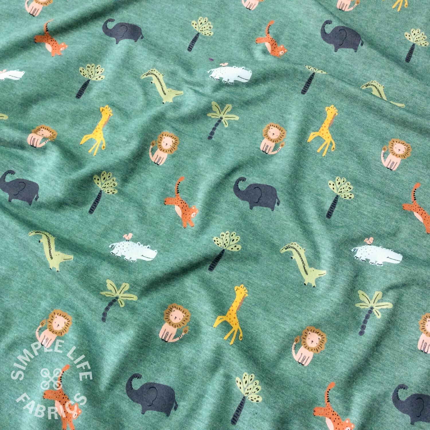 kids safari animals cute jersey fabric