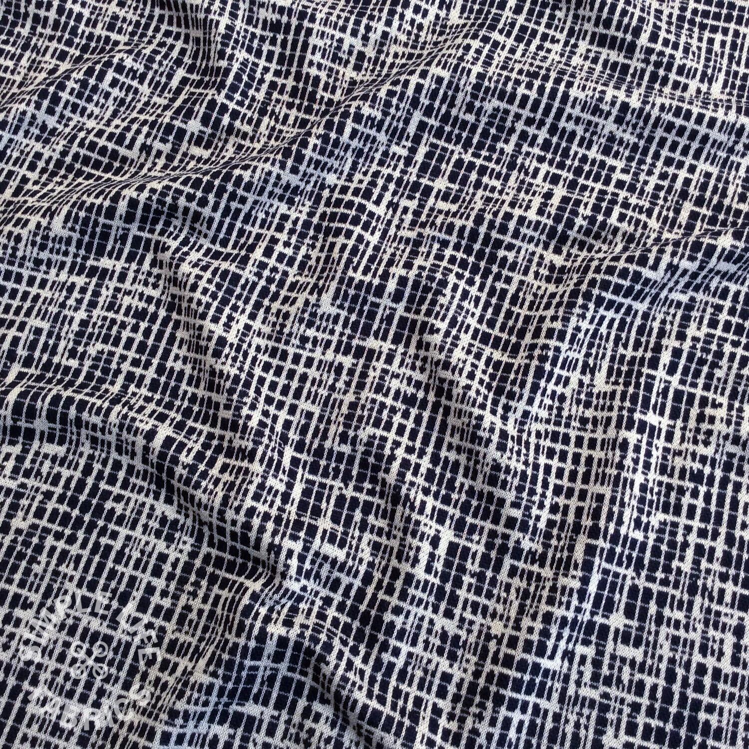 Crosshatch jacquard jersey fabric blue