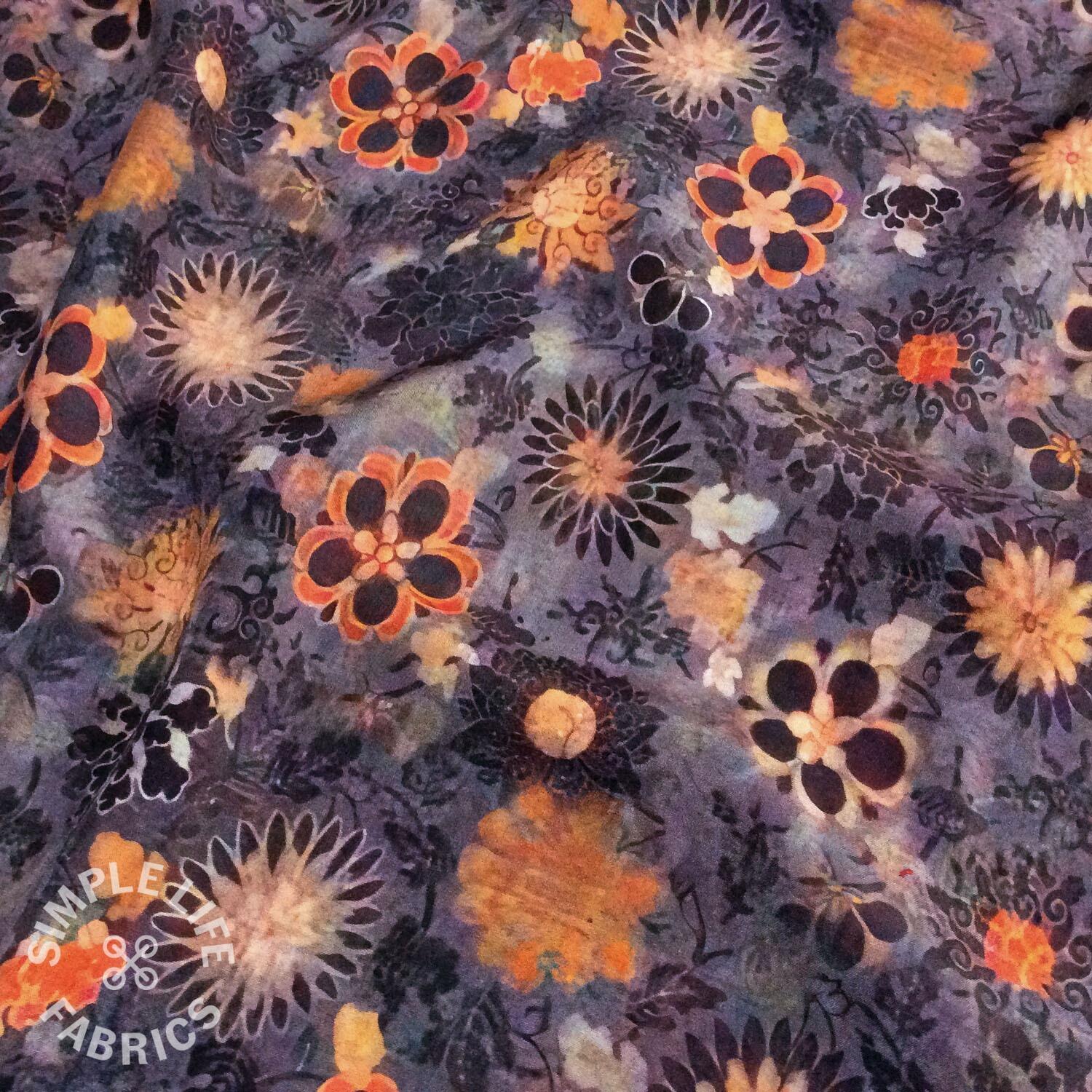 Evening floral viscose dress fabric