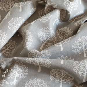 Grey trees linen-look curtain and upholstery fabric