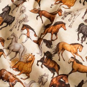 Wild horses cotton dress fabric
