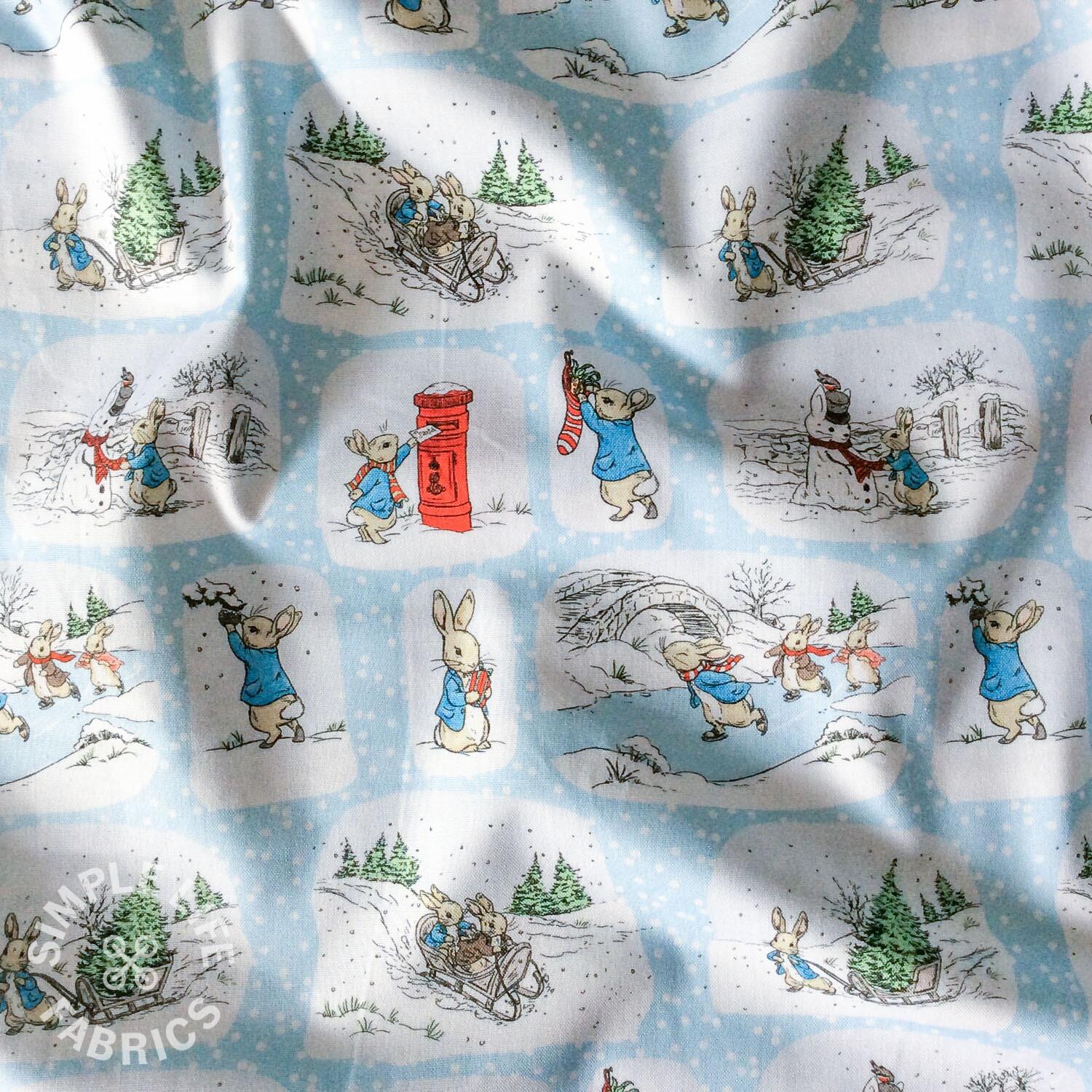 Peter Rabbit, Christmas cotton fabric, Most Wonderful Time Of The Year ...