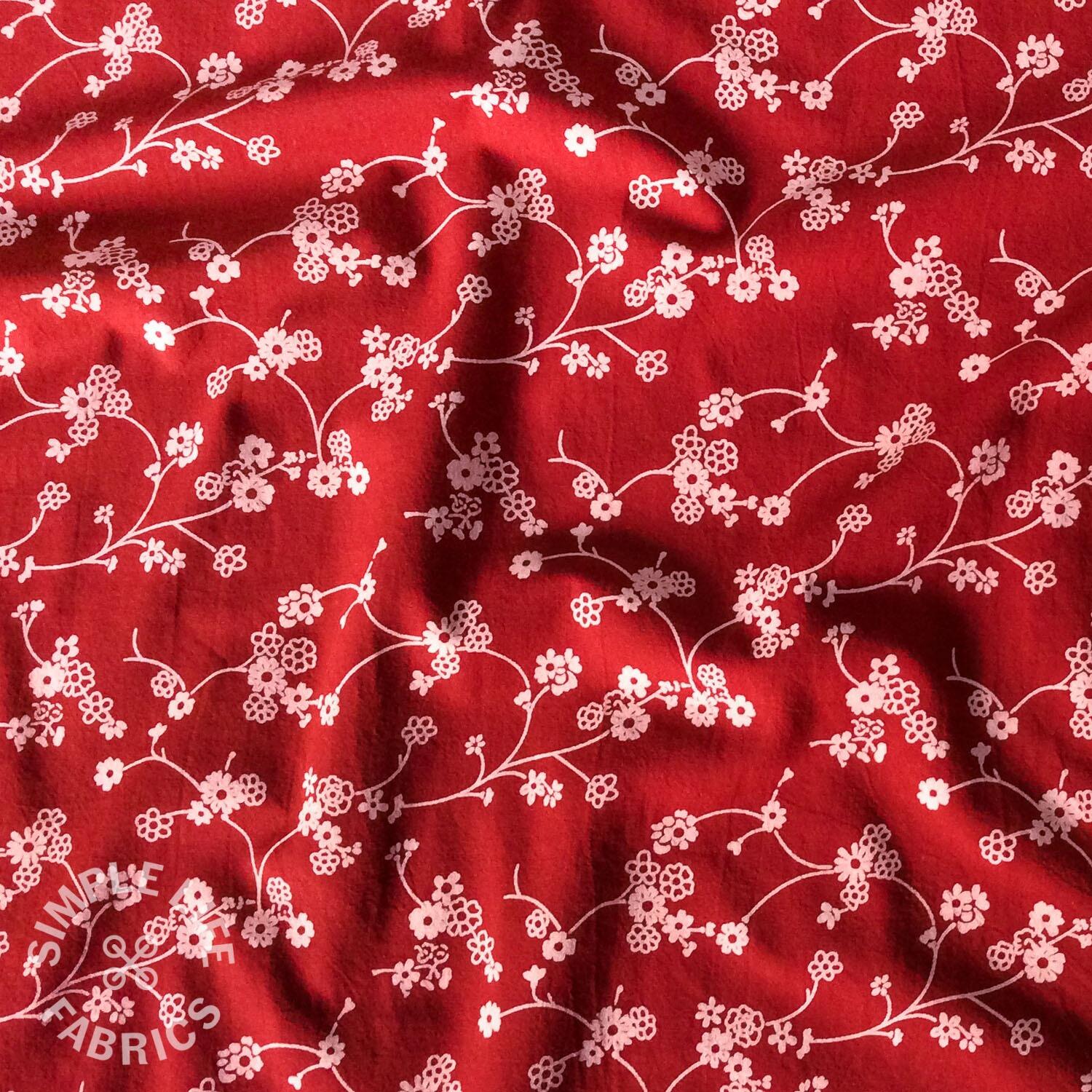 Washed cotton trailing floral fabric