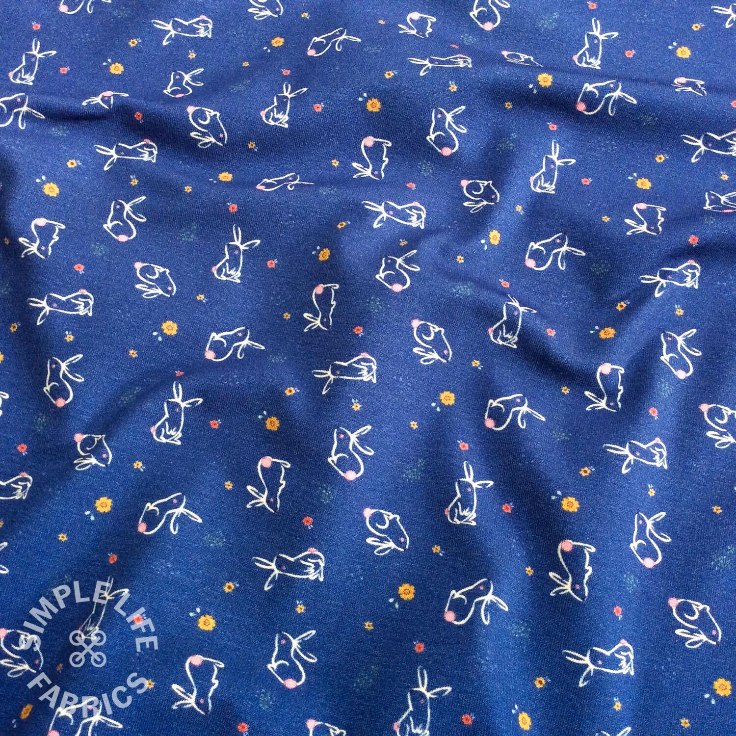 Bunny floral jersey fabric