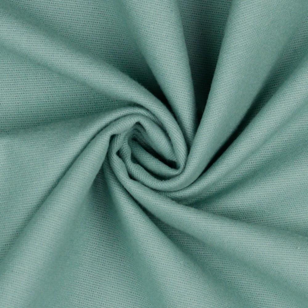 Cotton flannel fabric, plain mint green - Oeko-Tex - Per half metre