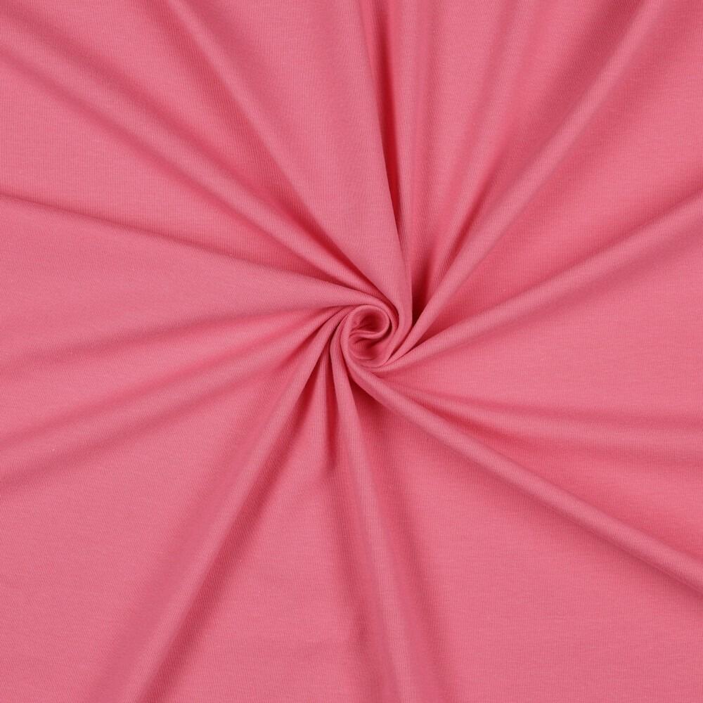 Plain organic cotton jersey fabric Pink GOTS Per half metre