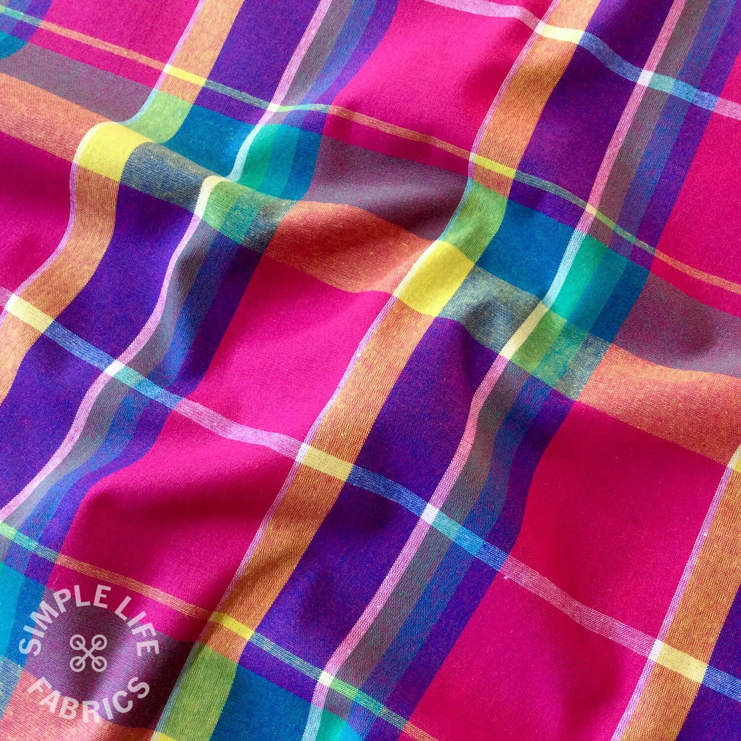 Pink Madras Checks dressmaking fabric