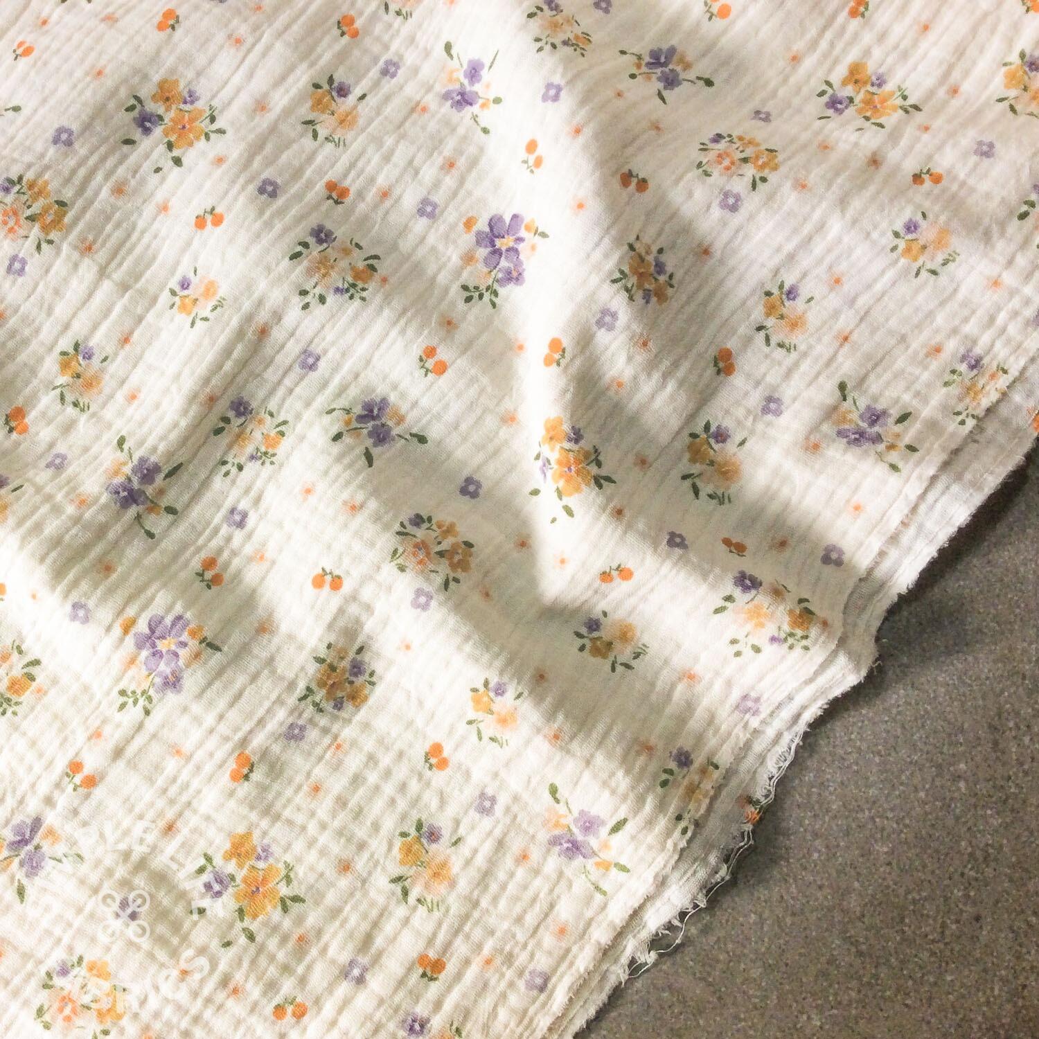 Vintage style floral double gauze fabric