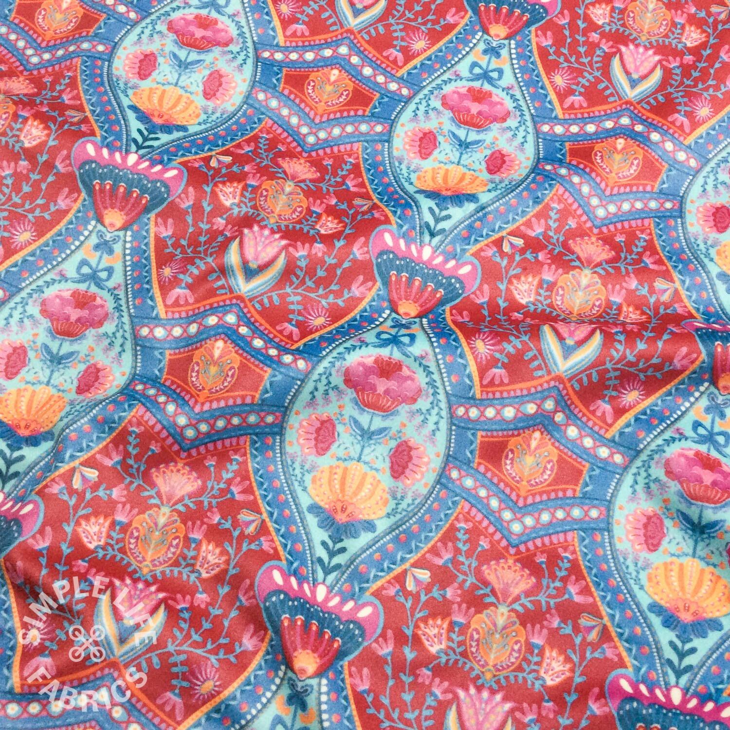 boho velvet floral fabric