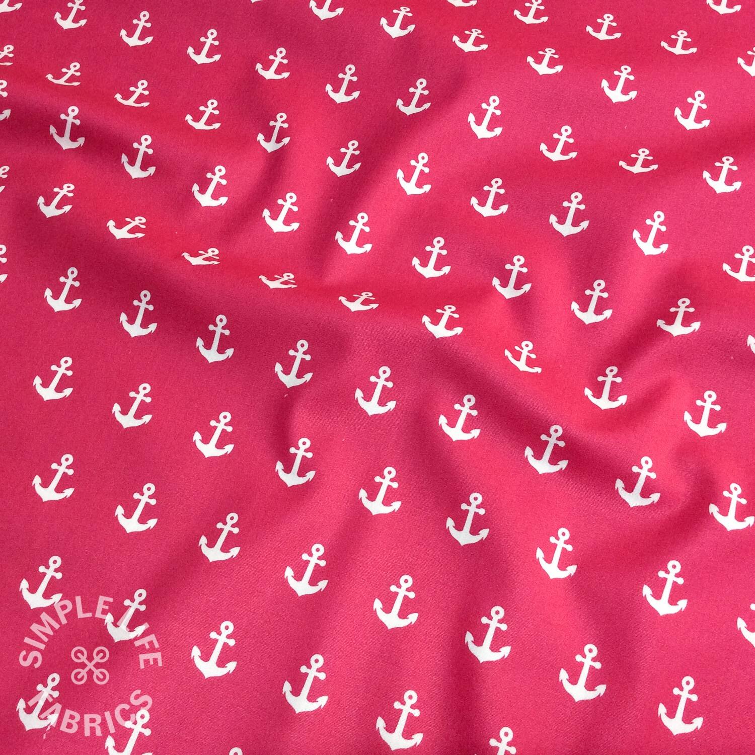 pink anchors fabric