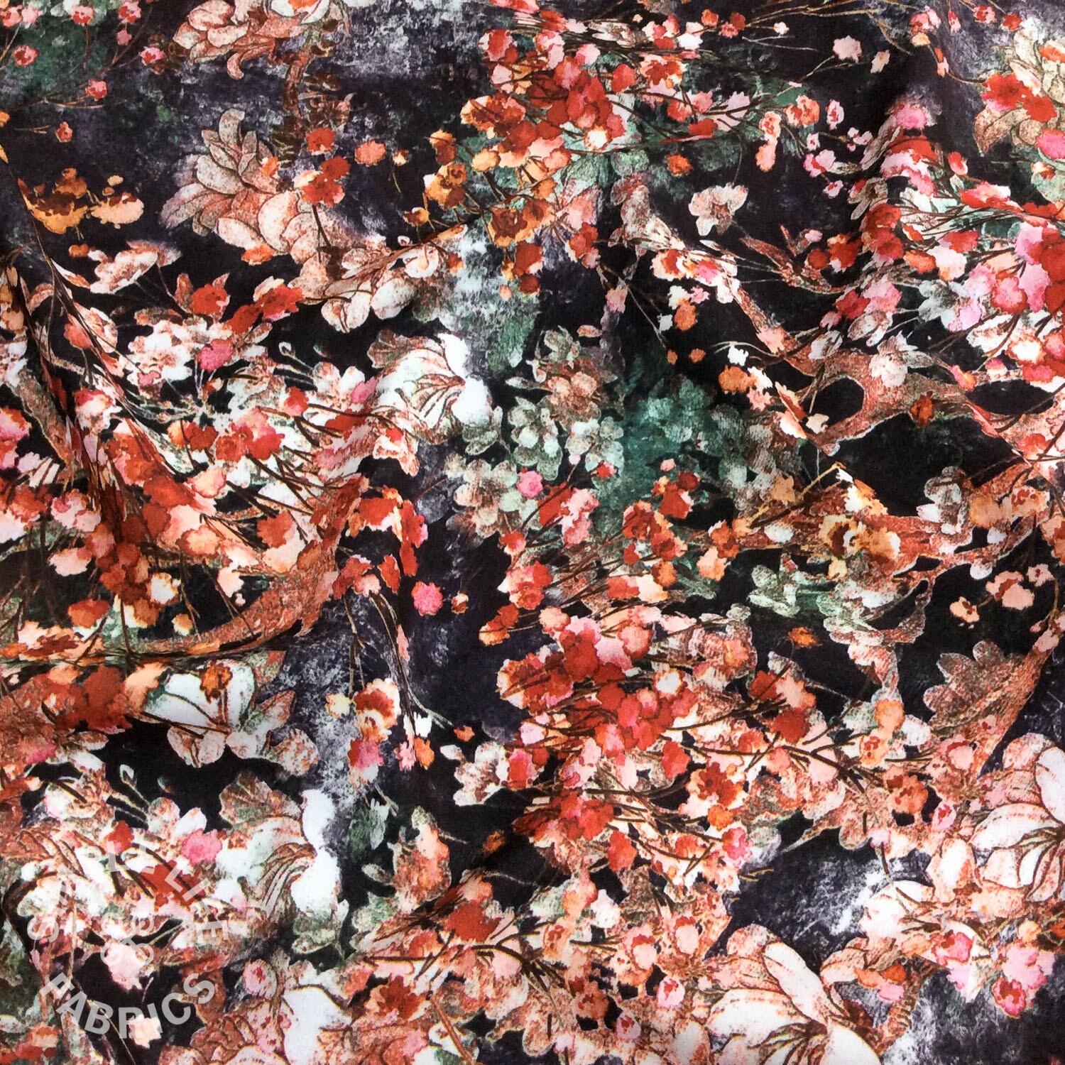 polyester floral satin dress fabric