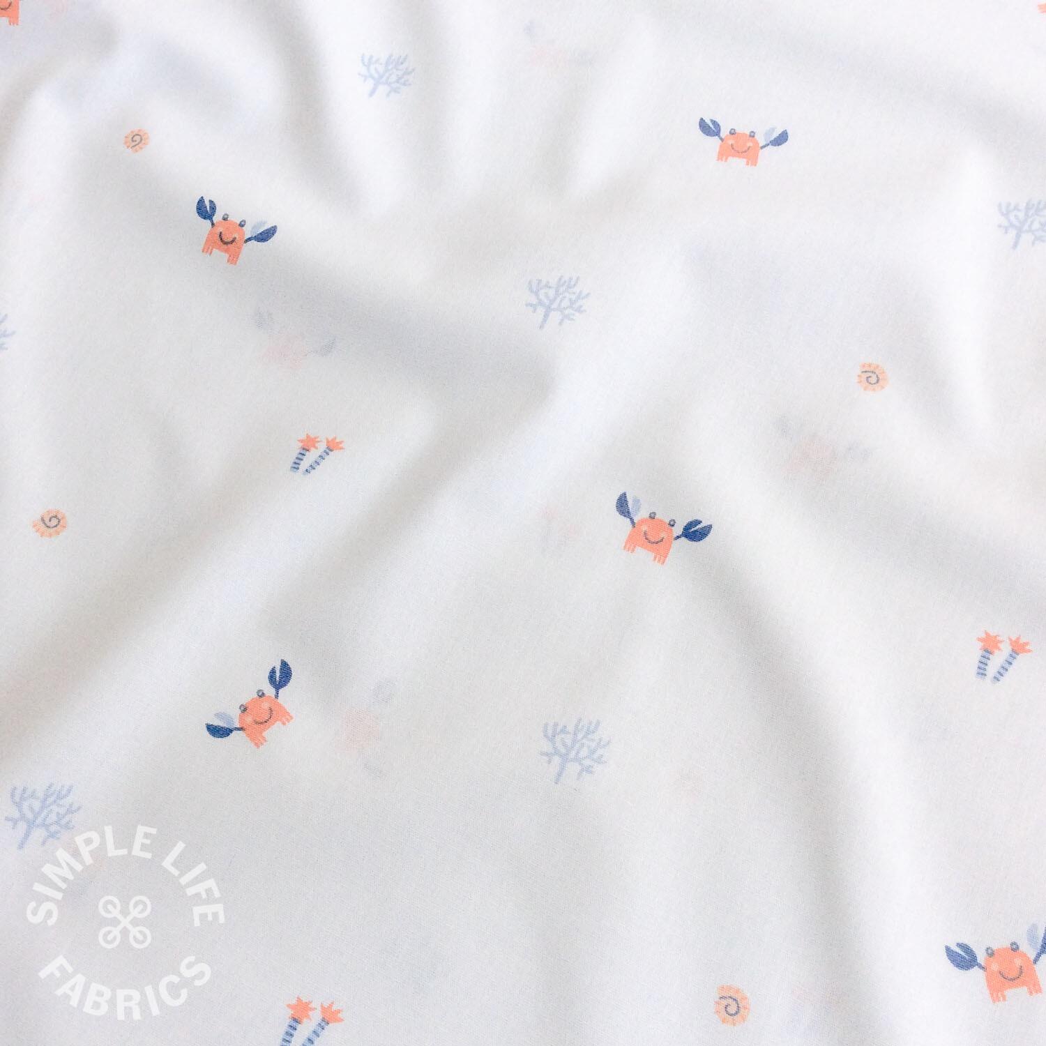 cute little crabs organic fabric white