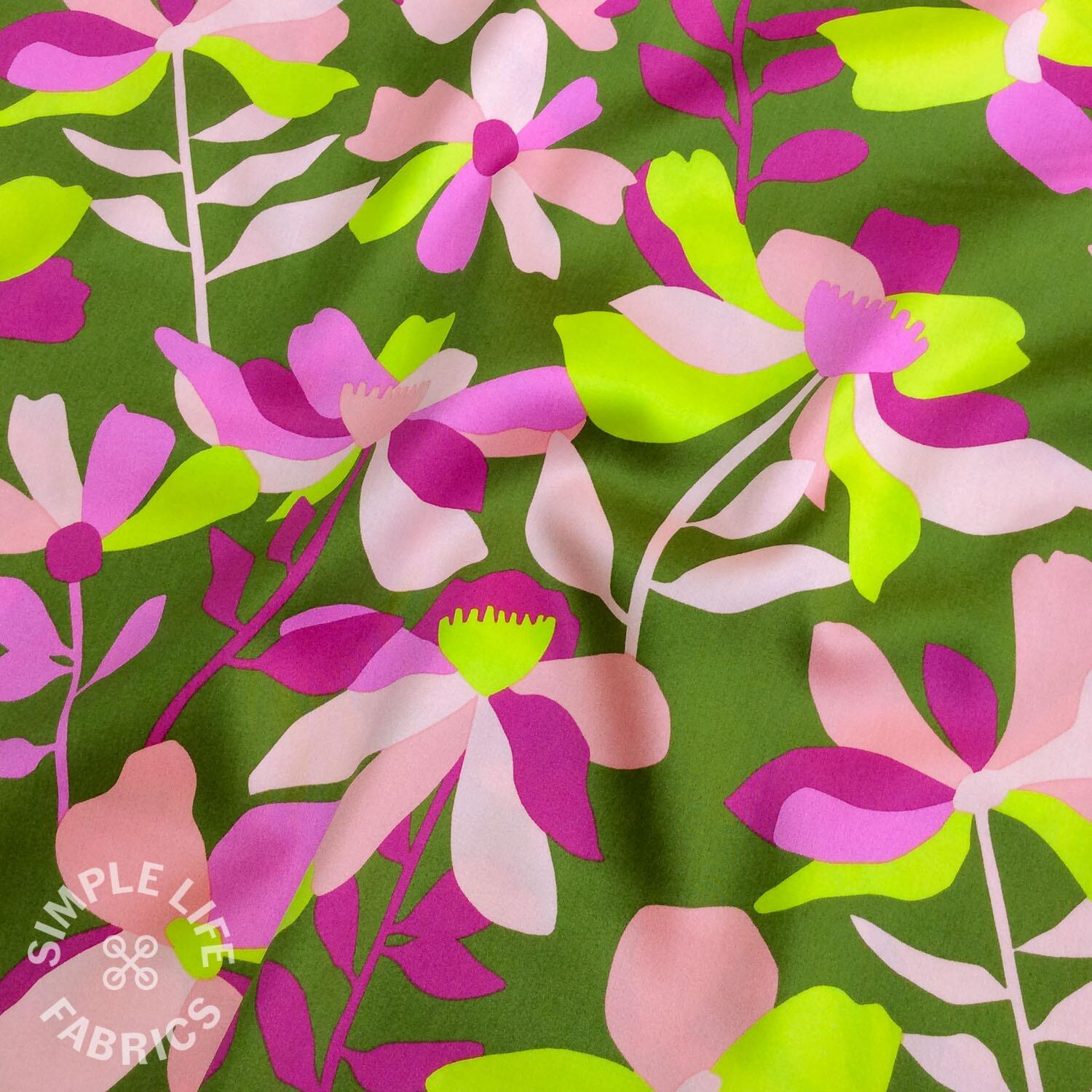 cotton satin Nerida hansen cloverdale fabric green