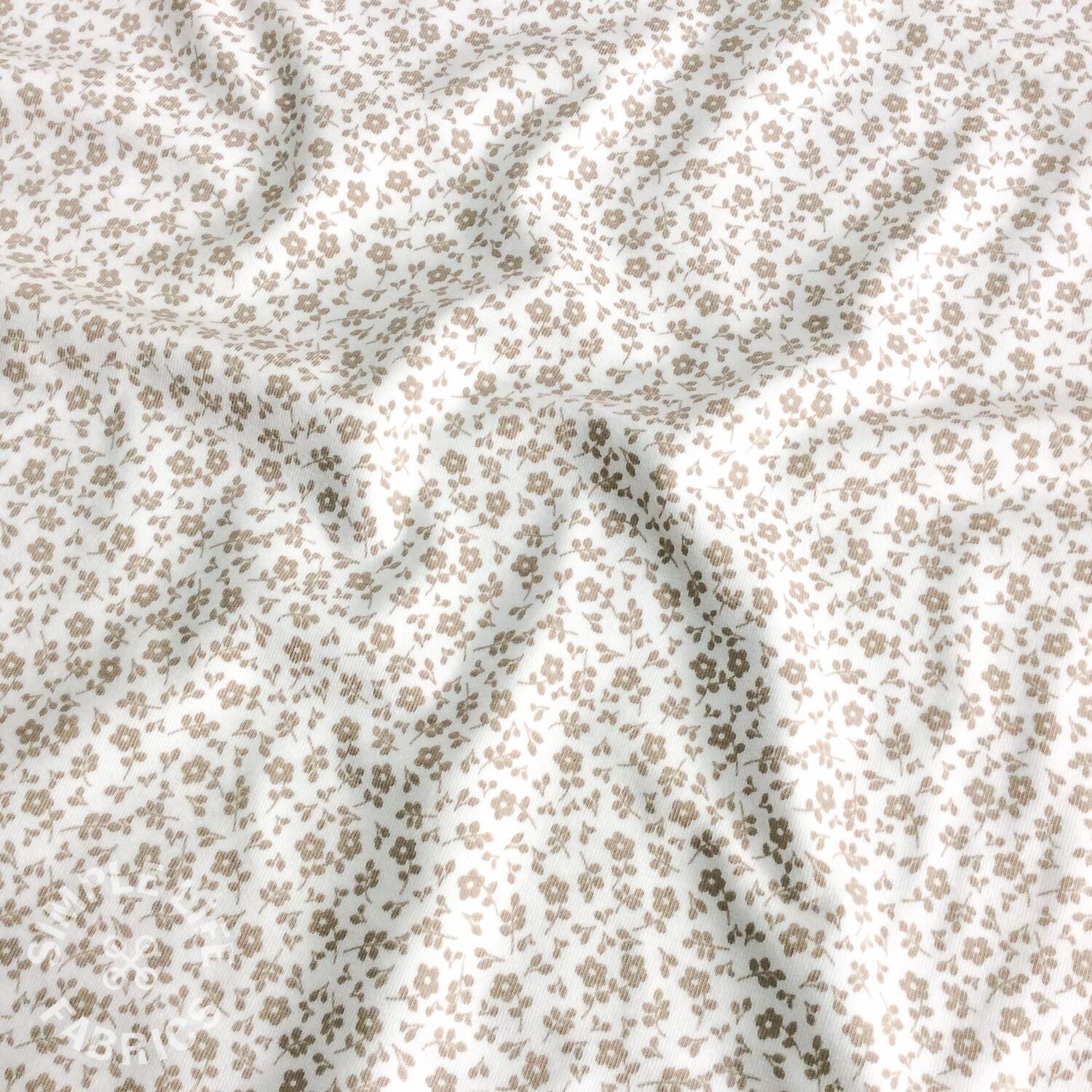Ditsy tiny floral cream jersey fabric
