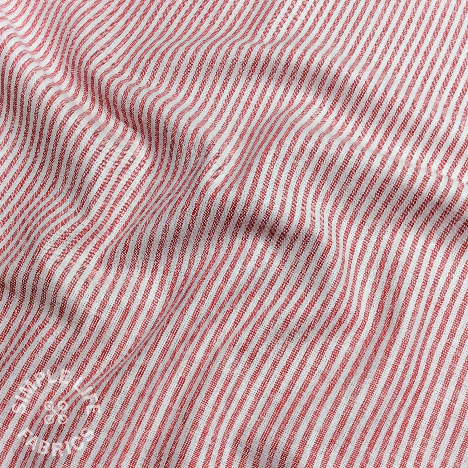 Linen cotton stripes red fabric