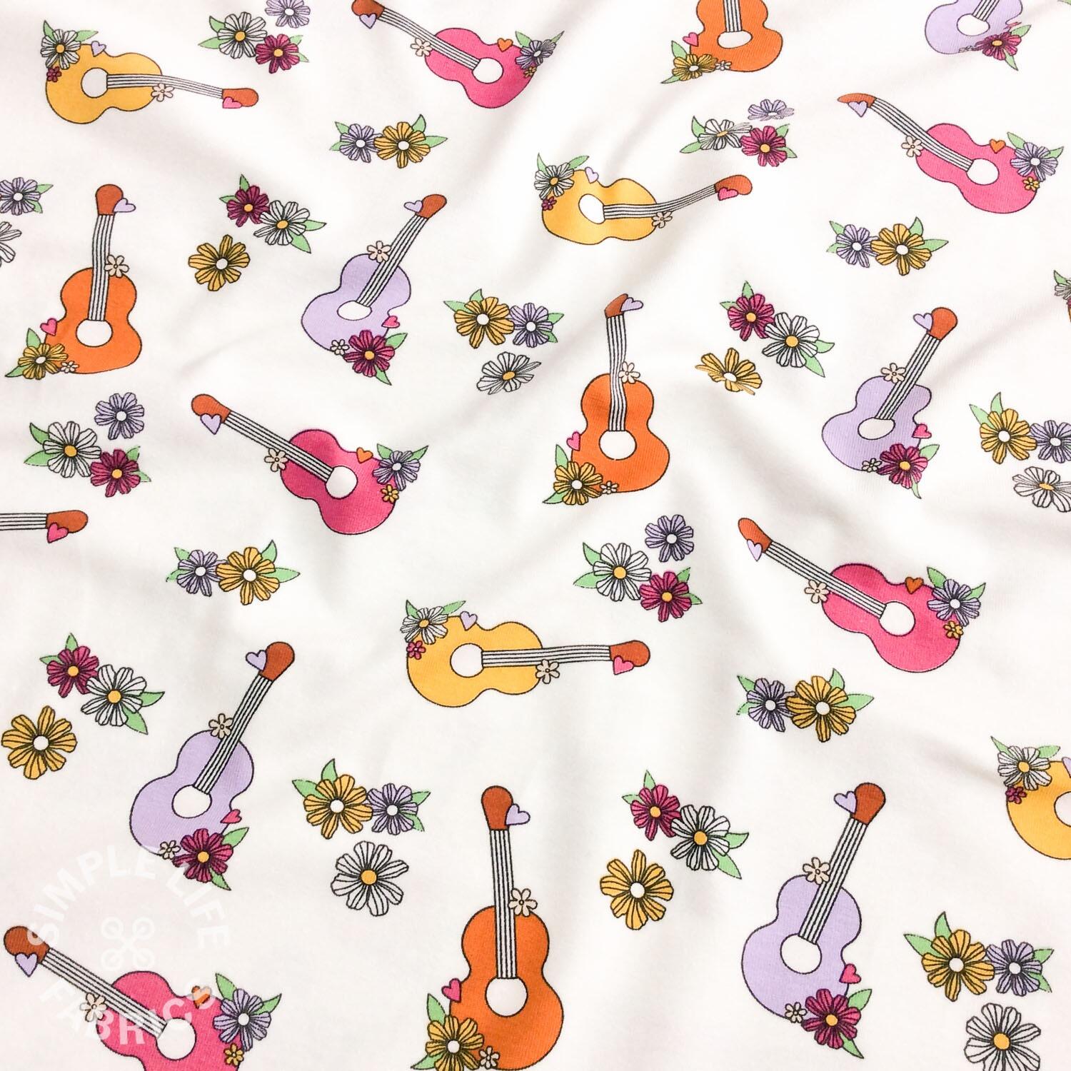 Floral guitars jersey fabric