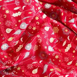 Red xmas baubles fabric uk