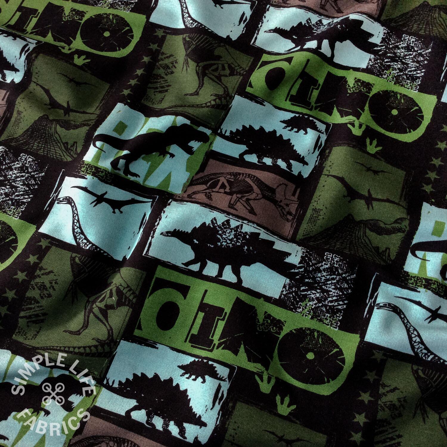 Dinosaurs French Terry fabric